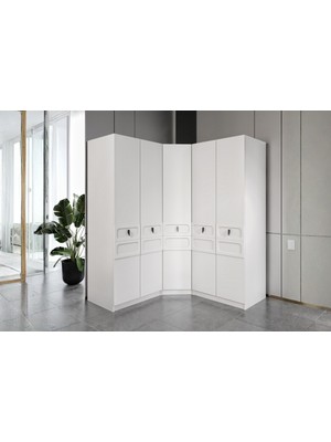 Doressa Rain 5 Kapılı Köşe Gardırop