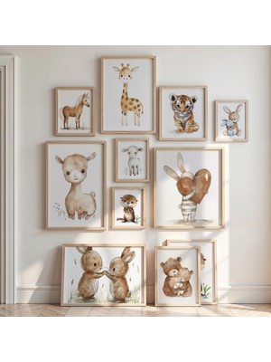 Ninastore Suluboya Hayvan Temalı Bebek Odası Baskıları: Bebek Odası Dekorasyonu (Dijital Indirme)