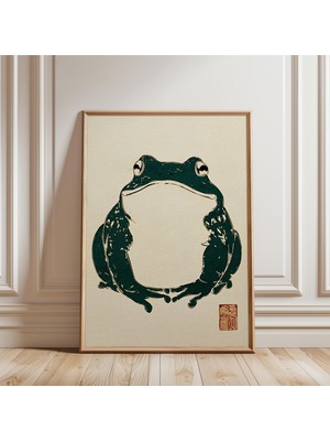 Ninastore Japon Kurbağası Mürekkep Baskı Ahşap Baskı Tarzı Illüstrasyon