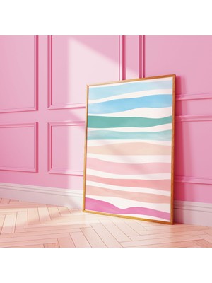 Ninastore Soyut Renkli Dalgalar Baskısı | Dijital Sanat Indirme | Sevimli Yaz Sanatı Baskısı | Gökkuşağı Temal