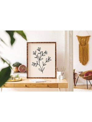 Ninastore Minimalist Çizgili Botanik Galeri Duvarı | Dijital Sanat Indirme | Siyah Çiçekli Baskı Sanatı | Nötr