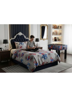 Renkli Düşler Atölyesi Gri Örümcek Adam Desenli %100 Pamuklu Tek Kişilik Nevresim Takımı | Nevresim ,yastık Kılıfı , Çarşaf