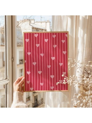 Ninastore Çizgili Kalpler Sanat Baskısı Dijital Indirme Neşeli Kalp Baskısı Estetik Duvar Sanatı Sevimli Sevgi