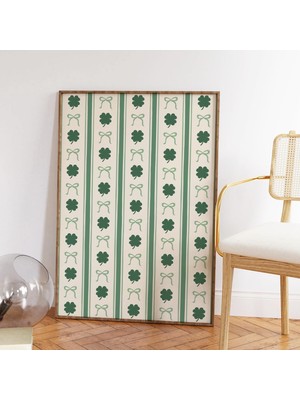 Ninastore Sevimli Yonca Kurdele Baskılı Dijital Sanat Eseri Indirme, Aziz Patrick Günü Dekorasyonu, Yeşil Duva