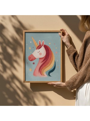 Ninastore Gökkuşağı Tek Boynuzlu At Temalı Çocuk Odası Baskısı: Pastel Kız Çocuk Odası Dekorasyonu (Dijital In