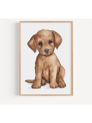 Ninastore Kahverengi Yavru Köpek Posteri: Pastel Çocuk Odası Duvar Sanatı (Dijital Indirme)