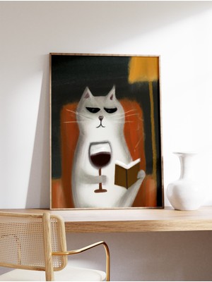 Ninastore Kedi Şarap Komik Poster Vintage Sanat Baskısı Şarap Içen Kedi Harika! Hayvan Baskısı Hayvan Sanatı D