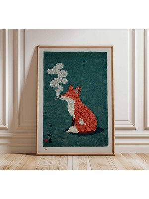 Ninastore Tilki Posteri Japon Minimalist Hayvan Duvar Sanatı Baskısı Modern Zen Sanat Eseri Sıradışı Vahşi Yaş