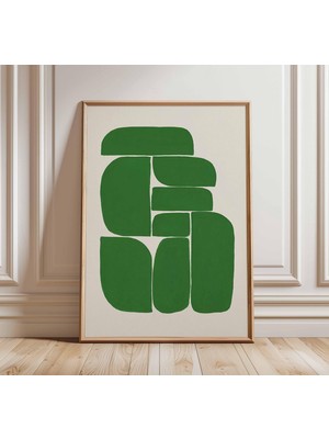 Ninastore Yeşil Soyut Duvar Sanatı Baskısı | Orta Çağ Modern Poster | Minimalist Geometrik Sanat Eseri | Çağda