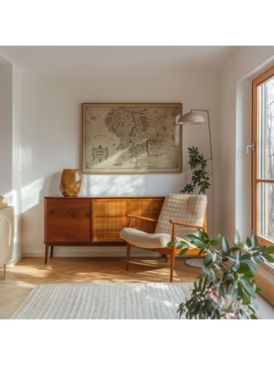 Ninastore Orta Dünya Haritası Duvar Sanatı Vintage Fantastik Dünya Posteri Vintage Harita Duvar Sanatı Dekoru