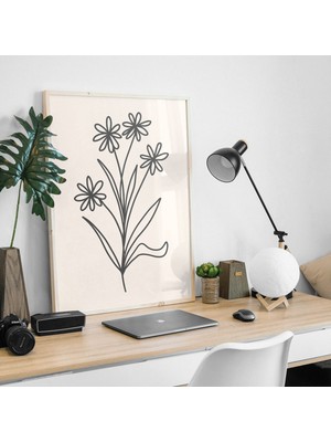 Ninastore Minimalist Çizgili Botanik Galeri Duvarı | Dijital Sanat Indirme | Siyah Çiçekli Baskı Sanatı | Sevi