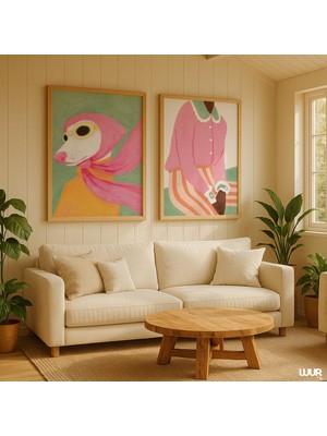 Ninastore Pembe Duvar Sanatı Seti (2 Parça) Kız Çocuk Odası Dekorasyon Baskıları, Kadınsı Minimalist Posterler