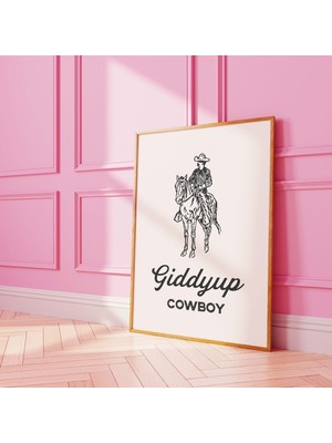 Ninastore Giddyup Cowboy Baskısı | Dijital Sanat Indirme | Retro Siyah Duvar Sanatı | Country Western Sanat Ba