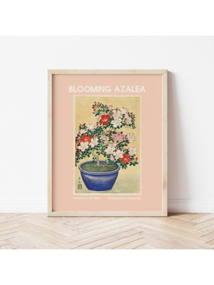 Ninastore Açan Azalea Çiçeği Baskısı | Dijital Sanat Indirme | Şeftali Tonlarında Japon Tarzı Yazdırılabilir S