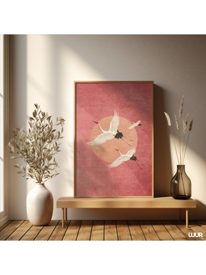 Ninastore Soyut Pembe Kuş Baskısı: Modern Art Deco Duvar Dekoru (Dijital Indirme)