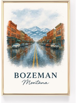 Ninastore Bozeman Vintage Seyahat Posteri Montana Duvar Sanatı Bozeman Baskısı Retro Duvar Dekoru Abd Hediyesi
