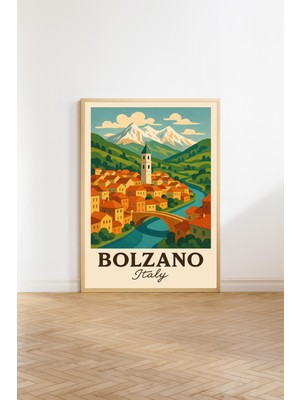 Ninastore Bolzano Seyahat Posteri Italya Duvar Sanatı Bolzano Baskısı Vintage Duvar Dekoru Italya Hediyesi