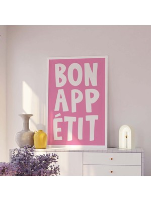 Ninastore Afiyet Olsun Baskısı | Dijital Sanat Indirme | Pembe Mutfak Dekorasyonu | Gurme Sanat Posteri | Şiri