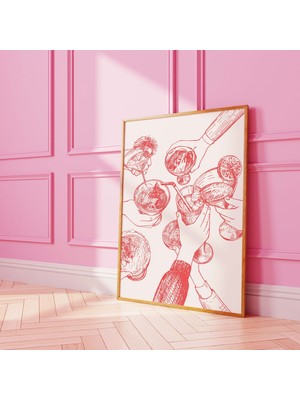 Ninastore Cheers Kokteyl Baskısı | Dijital Sanat Indirme | Şirin Kırmızı Bar Arabası Baskısı | Kokteyl Bar Bas