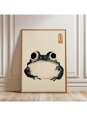 Ninastore Japon Kurbağası Mürekkep Baskı Ahşap Baskı Tarzı Illüstrasyon