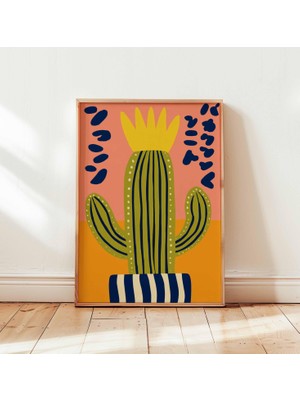 Ninastore Japon Etkili Meksika Kaktüsü Posteri, Retro Botanik Duvar Sanatı Baskısı, Renkli Çöl Bitkisi Dekoru,