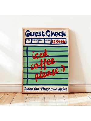 Ninastore Misafir Hesabı Buzlu Kahve Baskılı Retro Mutfak Posteri Modern Yemek Odası Duvar Dekoru