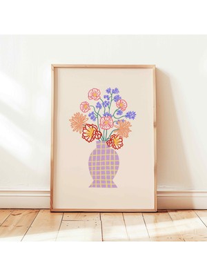 Ninastore Çiçek Vazo Baskısı Natürmort Soyut Çiçek Sanatı Kız Çocuksu Coquette Duvar Sanatı Dekorasyonu Çerçev