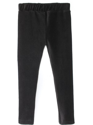 DobaKids Siyah Fitilli Kadife Kız Çocuk Tayt Cool Comfort Serisi Uzun Kadife Siyah Renk Tayt Pantolon