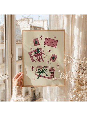 Ninastore Noel Mektupları Duvar Sanatı Dijital Indirme Tatil Baskısı Vintage Noel Dekorasyonu Noel Baba'ya Yaz