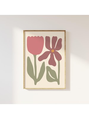 Ninastore Boho Soyut Çiçekli Duvar Sanatı Dijital Indirme Retro Minimalist Çiçek Baskısı Adaçayı Yeşili ve Ley