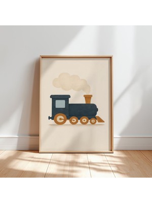 Ninastore Buharlı Tren Temalı Çocuk Odası Baskısı: Klasik Lokomotif Retro Demiryolu (Dijital Indirme)