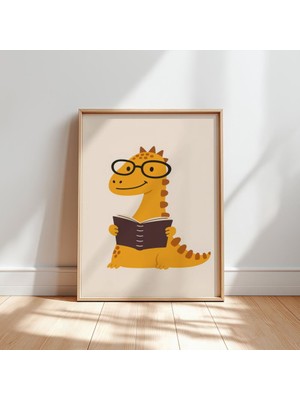 Ninastore Eğitici Dinozor Okuma Kitabı Posteri - Çocuk Odası Duvar Sanatı - Kreş Dekorasyonu Için Dijital Illü