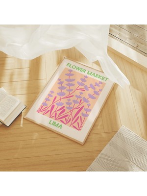 Ninastore Lima Çiçek Pazarı Baskısı: Mercan Çiçekli Duvar Sanatı (Dijital Indirme)