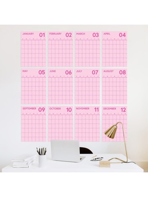 Ninastore Duvar Takvimi Planlayıcısı Indir | Dijital Indirme | Tarihsiz Yazdırılabilir Takvim | 12 Aylık Takvi