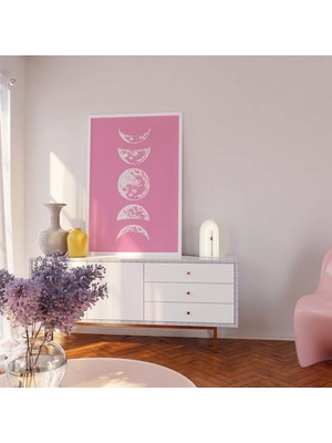Ninastore Ay Evreleri Baskısı | Dijital Sanat Indirme | Pembe Cadılar Bayramı Duvar Dekoru | Trend Cadılar Bay
