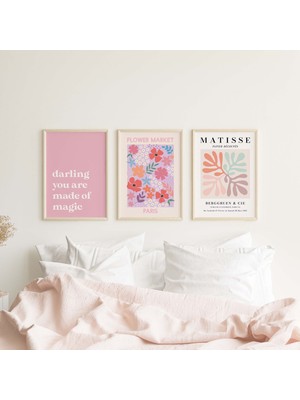 Ninastore 6'lı Pembe Baskılı Galeri Duvar Seti | Dijital Sanat Indirme | Boho Matisse Baskılı Sanat Eseri | Tr