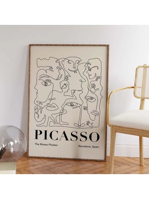 Ninastore Picasso Çizim Baskısı | Dijital Sanat Indirme | Soyut Siyah Beyaz Picasso Yazdırılabilir Sanat Eseri