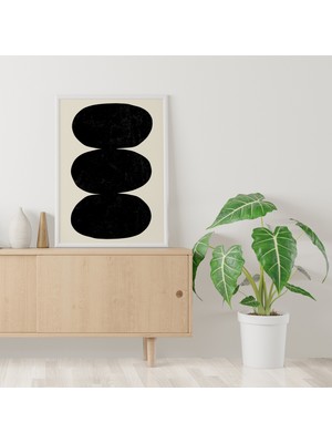 Ninastore Soyut Siyah Duvar Baskısı | Dijital Sanat Indirme | Nötr Mcm Sanatı | Minimalist Soyut Şekiller Bask