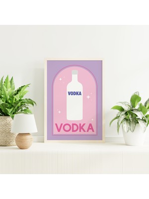 Ninastore Votka Kokteyl Baskısı | Dijital Sanat Indirme | Sevimli Pembe Mor Kokteyl Bar Baskı Sanatı | Mutfak