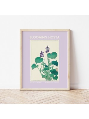Ninastore Çiçek Açmış Hosta Çiçeği Baskısı | Dijital Sanat Indirme | Mor Japon Tarzı Yazdırılabilir Sanat Post