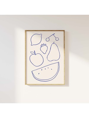 Ninastore Meyve Temalı Çizgi Sanatı Baskısı | Dijital Sanat Indirme | Minimalist Meyve Duvar Sanatı | Mutfak S
