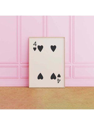 Ninastore 4'lü Kalp Baskısı | Dijital Sanat Indirme | Sevimli Siyah Kart Baskısı | Retro Duvar Sanatı | Trend