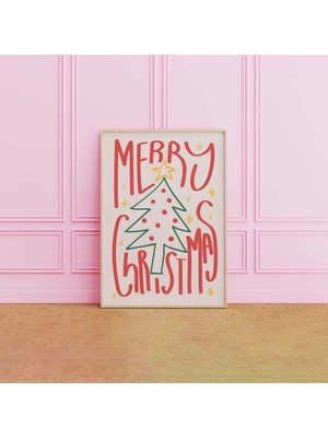 Ninastore Mutlu Noeller Baskısı | Dijital Sanat Indirme | Sevimli Noel Dekorasyonu | Boho Tatil Duvar Sanatı |