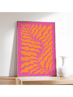 Ninastore Botanik Baskı | Dijital Sanat Indirme | Pembe Turuncu Soyut Çiçekli Baskı Sanatı | Sevimli ve Trend