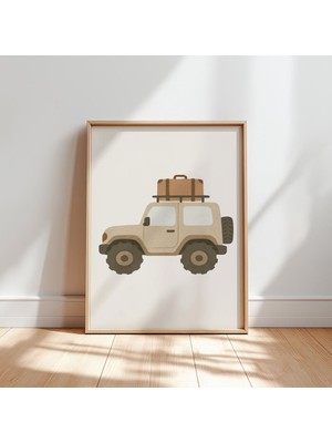 Ninastore Macera Jeep Baskısı: Çocuk Odası Seyahat Arabası Illüstrasyonu (Dijital Indirme)