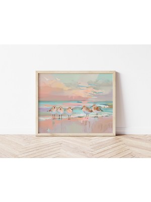 Ninastore Pastel Kumkuşu Tablosu: Sahil Evi Dekorasyonu (Dijital Indirilebilir Yazdırılabilir)