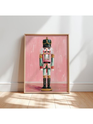 Ninastore Pastel Fındıkkıran Noel Baskısı Pembe Tatil Çocuk Odası Sanatı (Dijital Indirme)