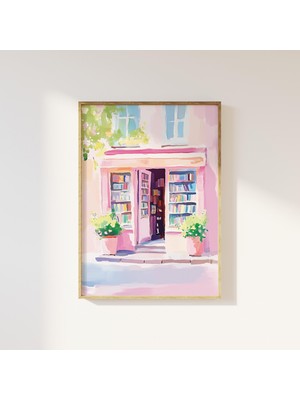 Ninastore Kitapçı Baskılı, Neşeli Kitap Temalı Duvar Sanatı, Dijital Indirme, Sevimli Kitap Sever Dekorasyonu,