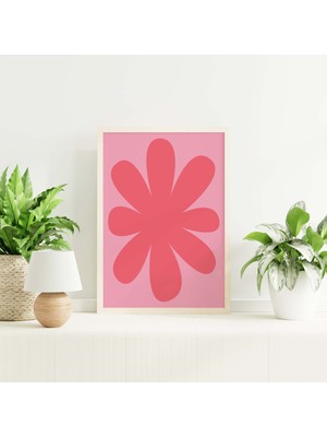 Ninastore Pembe Çiçekli Soyut Baskı | Dijital Sanat Indirme | Sıcak Pembe Retro Yazdırılabilir Sanat | Sevimli