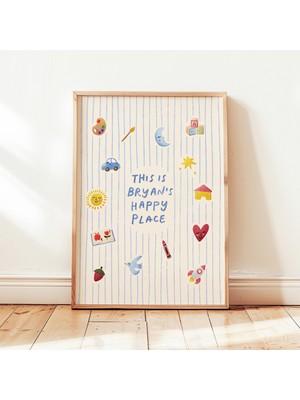 Ninastore Özel Çocuk Isimli Oyun Odası Baskılı Nötr Mutlu Yer Çocuk Odası Posteri Kişiselleştirilmiş Duvar Dek